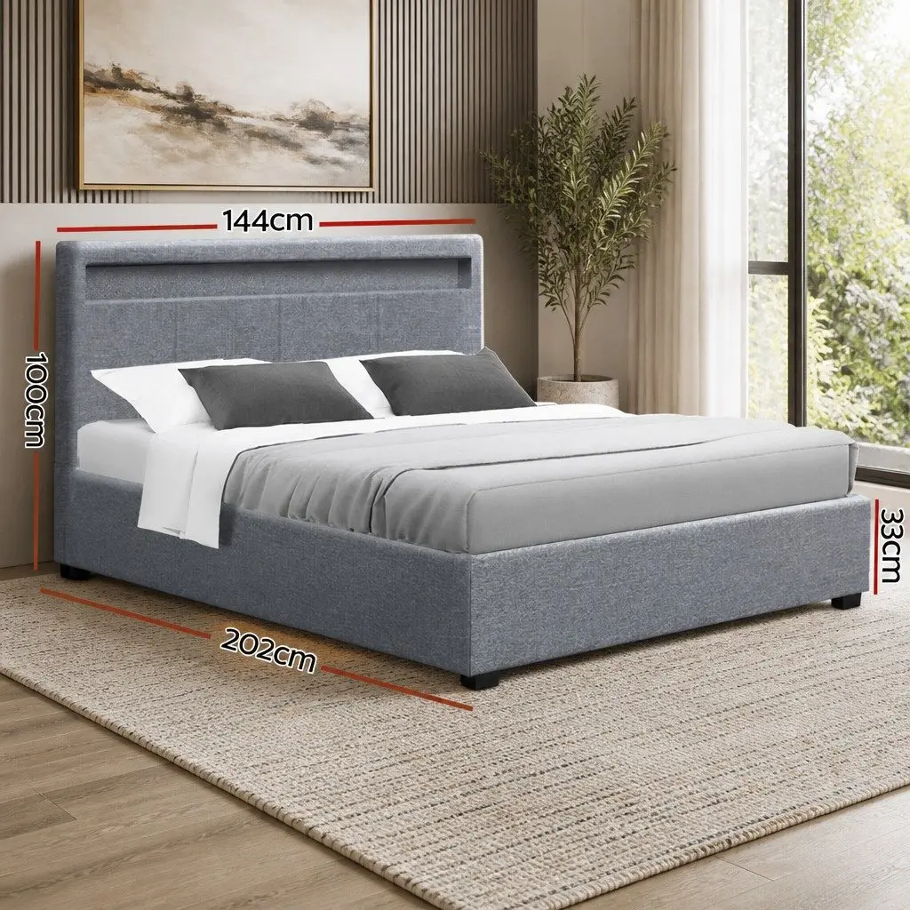 LED Headboard Double Bed Frame