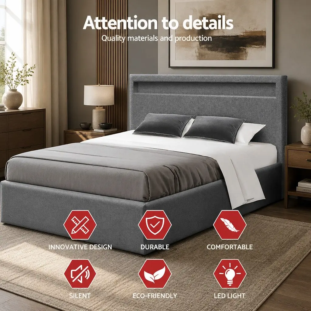 LED Headboard Double Bed Frame