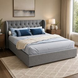 Stylish Queen Gas Lift Bed Frame for Enhanced Space Utilization