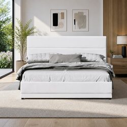 Elevate Your Bedroom with Queen Gas Lift Bed Frame and LED