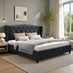 Enhance Your Bedroom with Charcoal Upholstered Queen Bed Frame