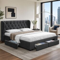 Upholstered King Bed Frame with Storage for Your Space