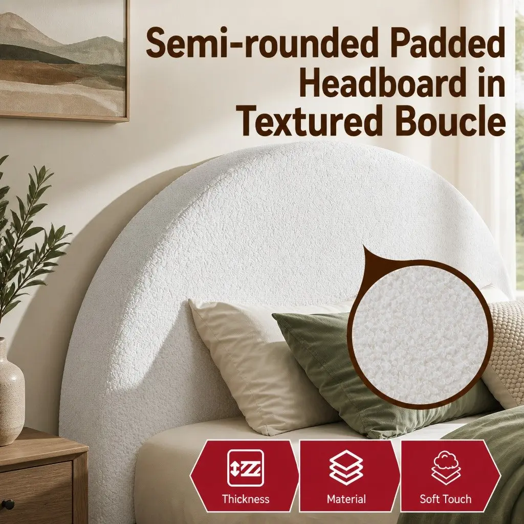 Queen Bed Frame Vacuum Compressed Tool-Free Instant Expansion Removable Washable Boucle Fabric