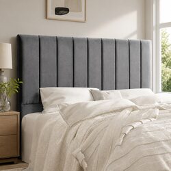 Enhance Your Bedroom Style with Charcoal Velvet Queen Headboard