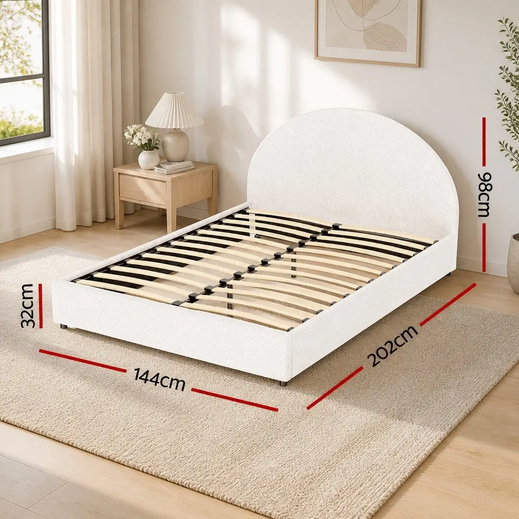 Double Gas Lift Storage Bed Frame Double Size Padded Headboard Boucle Fabric
