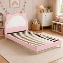Charming Pink Upholstered King Single Bed for Kids