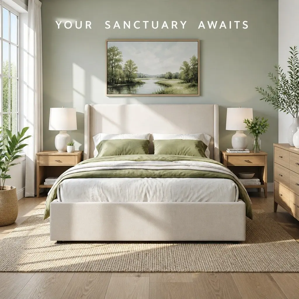 King Bed Frame with Wingback Headboard and 3 Rolling Storage Drawers Metal and Wood Construction