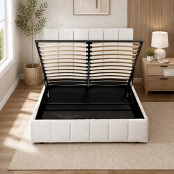 Queen Bed Frame in Beige: Elevate Your Space with Style
