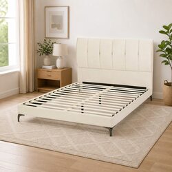 Elegant Upholstered Queen Bed Frame for Stylish Bedrooms
