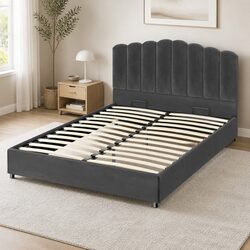 Queen Bed Frame with Stylish Gas Lift Storage for Your Bedroom