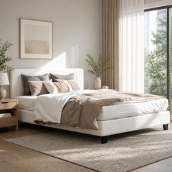 Elevate Your Bedroom with This Queen Boucle Bed Frame