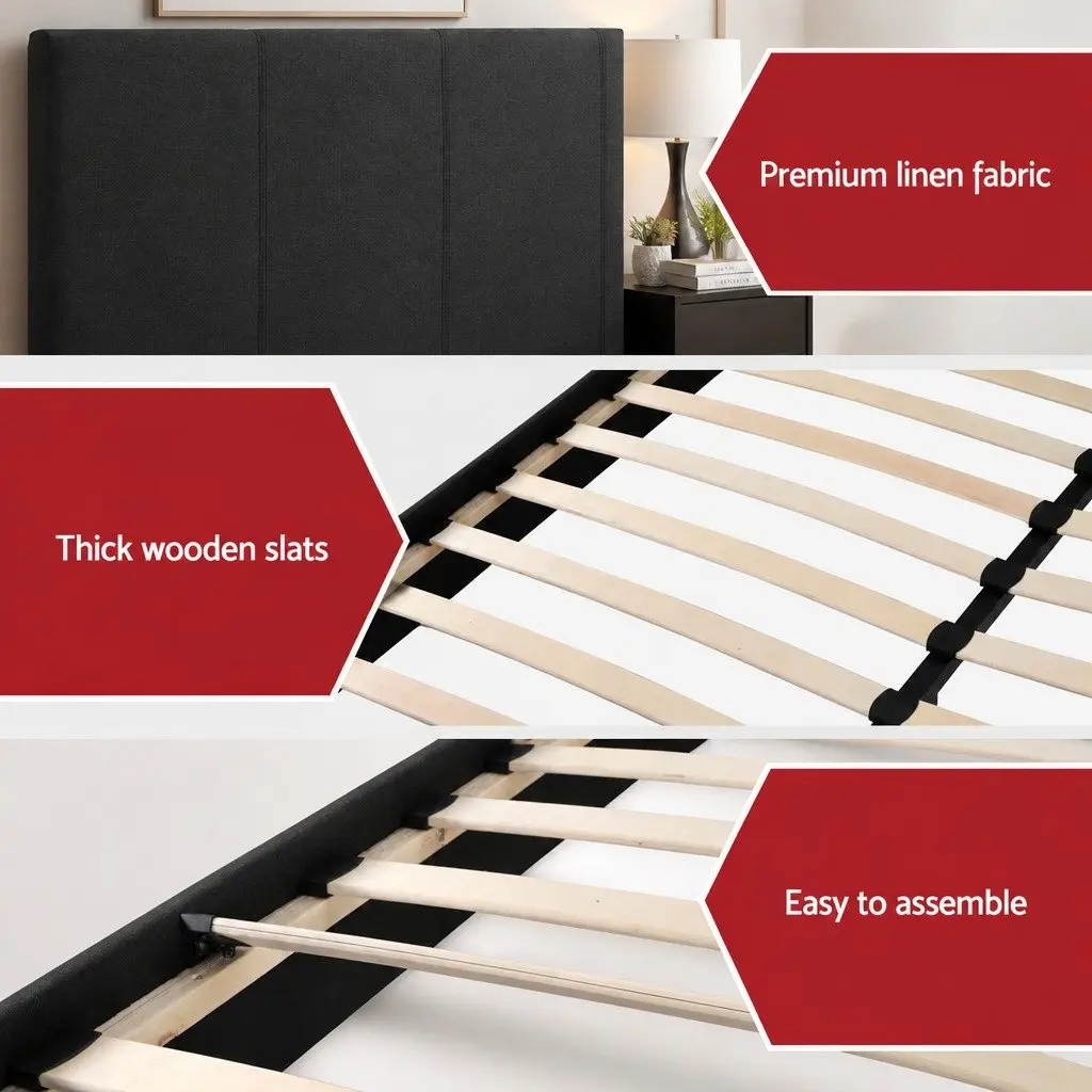 Double Bed Frame with Upholstered Headboard and Hybrid Pocket Coil Mattress Medium-Firm Support