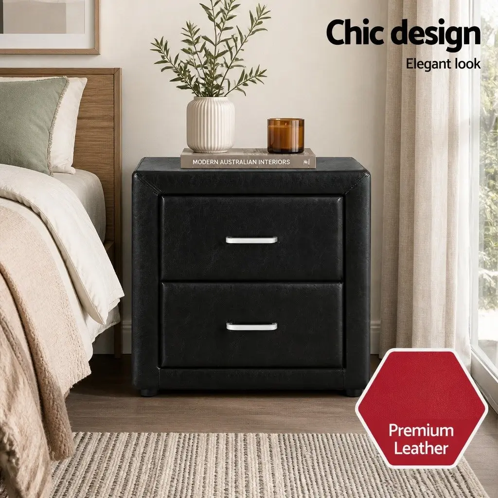 King Single Bed with Gas Lift Storage and Matching Bedside Table Set White and Black