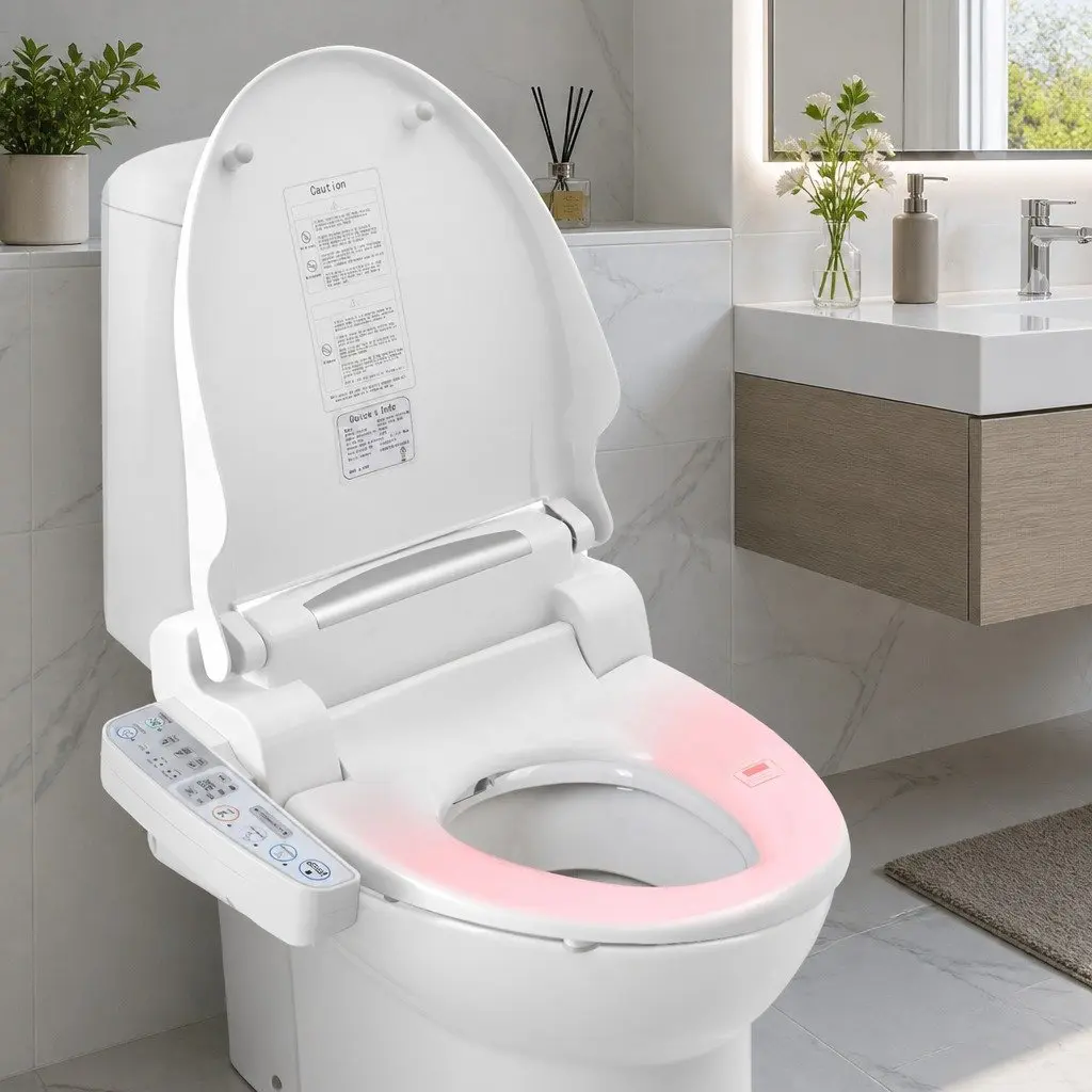 Electric Bidet Toilet Seat Cover Smart Control Panel White