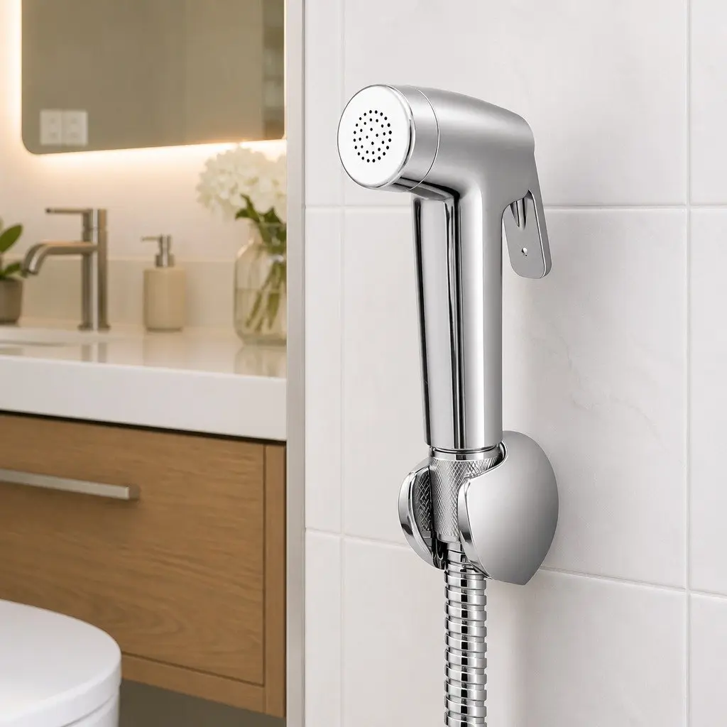Handheld Bidet Sprayer 1.5m Stainless Steel Hose Adjustable Water Pressure Silver