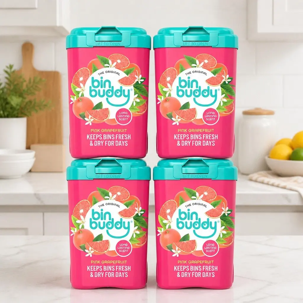 Odour Neutraliser Powder 450g Fresh Pink Grapefruit for Bins 4 Pack