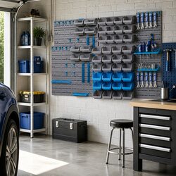 Wall Mounted Storage Bin Rack 88 Parts Tool Organiser Garage Workshop Pegboard