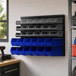 30 Bin Wall Mounted Storage Rack Organiser Tool Holder Detachable Pegboard
