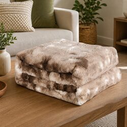 Brown Tie-Dye Faux Fur Throw for Cozy Spaces