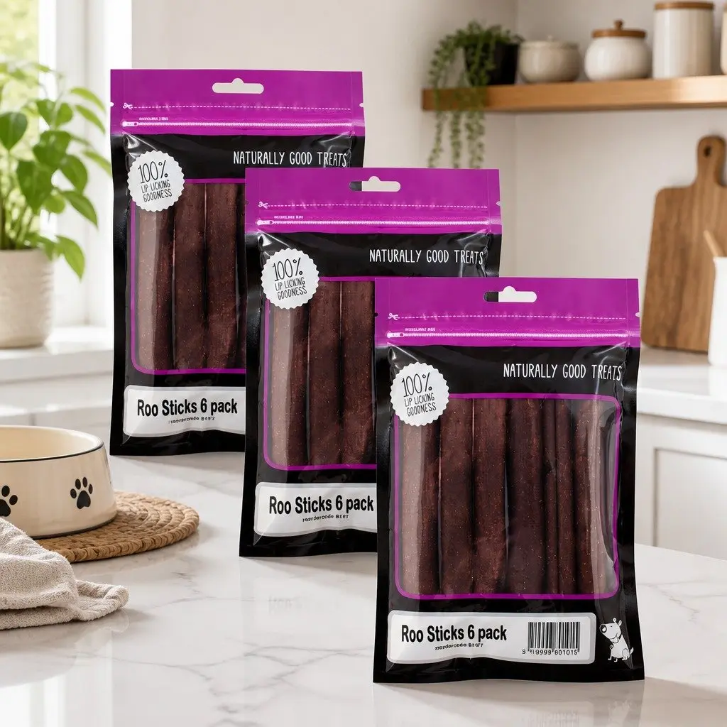Dog Treats 6 Pack Natural Chewy Kangaroo Meat High Protein