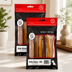 Natural Beef Bully Sticks Chew Treats for Your Dog 5 Pack x 2