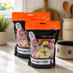 Mixed Yoghurt Drops Treats for Happy Dogs 1kg x 2 Pack