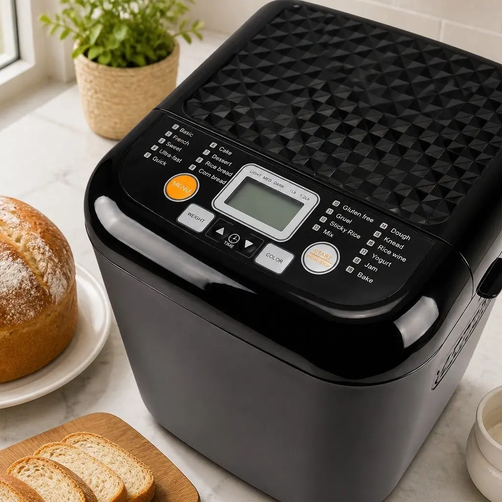 Bread Maker Machine Automatic Kneading 19 Programs LCD Loaf Baking Home Kitchen