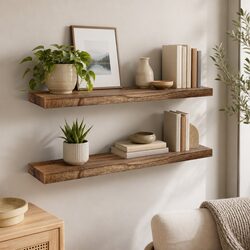 Natural Floating Shelves for a Beautifully Organized Space