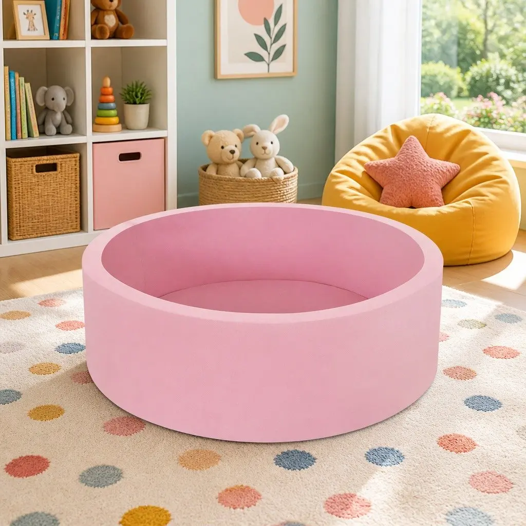 Kids Foam Ball Pit 90cm Play Pen Pink Soft Sponge Pool Barrier Playroom Toys
