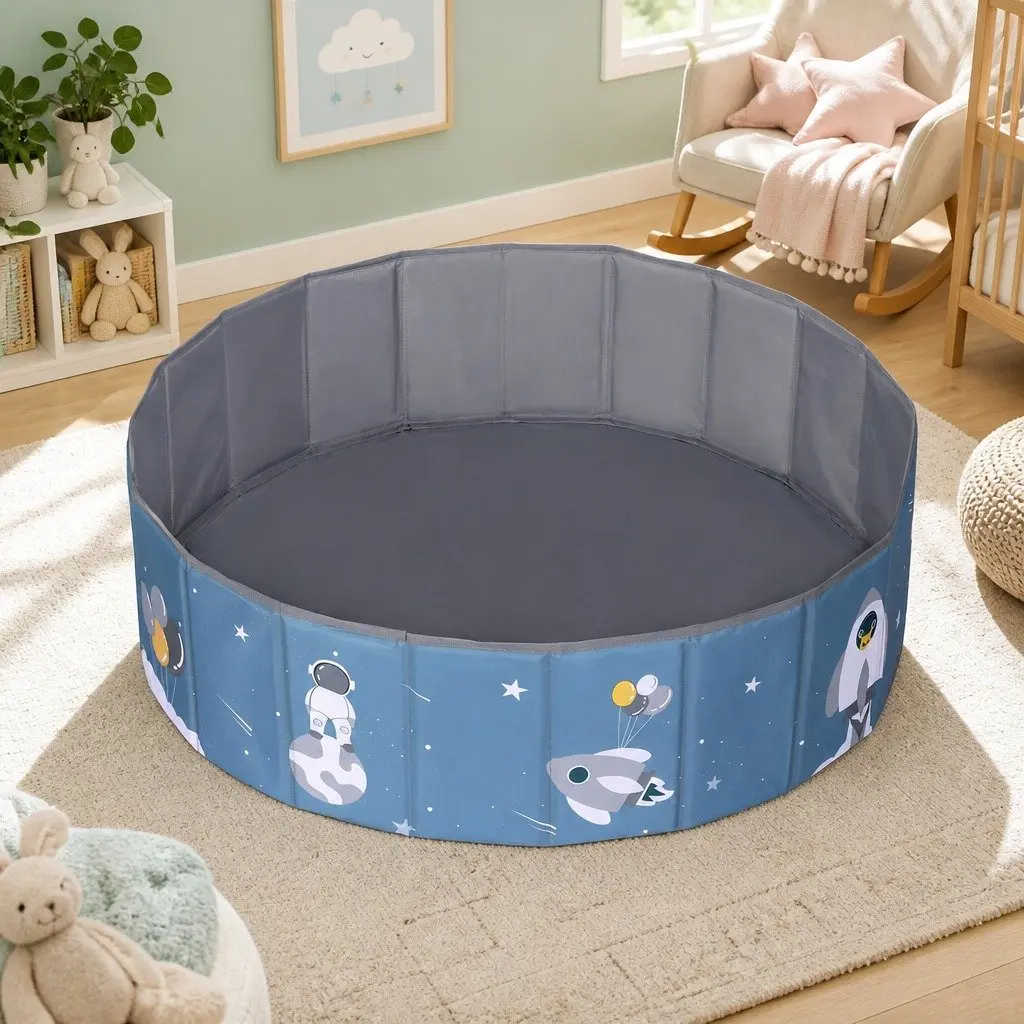 Kids Ball Pool Pit Foldable Play Tent Toddler Playhouse with Carry Bag Blue