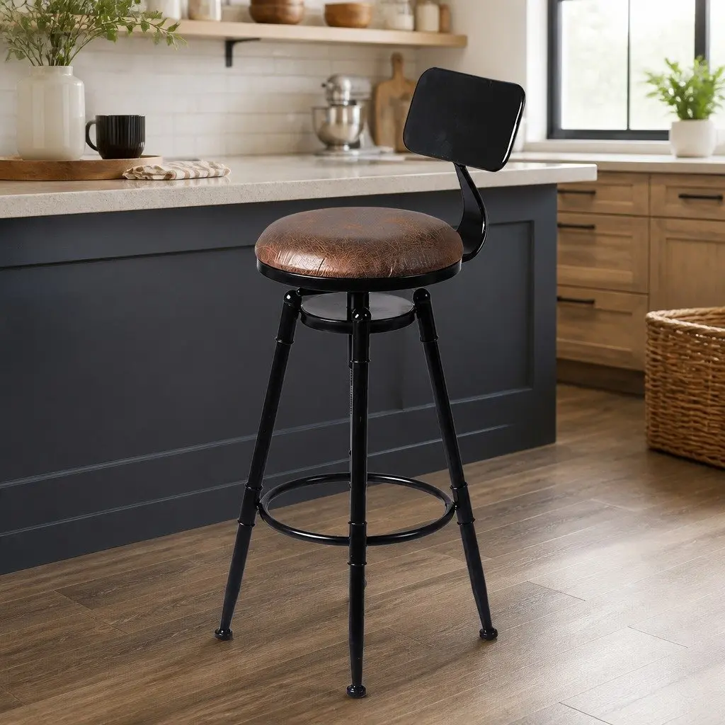 Industrial Bar Stool Counter Height Adjustable Swivel with Footrest