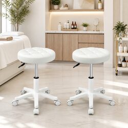 Transform Your Space with 2x Beige Swivel Bar Stools