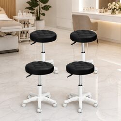 Rolling Bar Stool 4 Pack Swivel Salon SPA Chair Height Adjustable Wheels Black