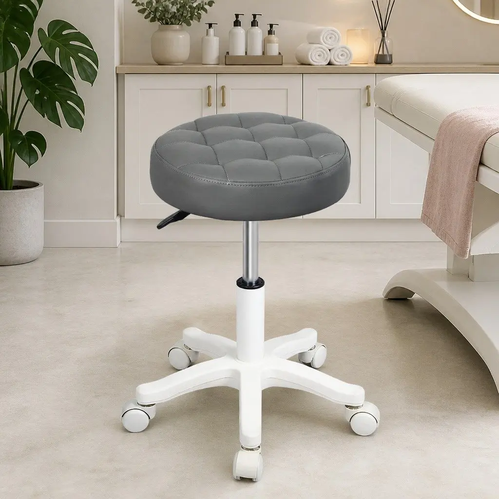 Rolling Bar Stool Gas Lift 360° Swivel Casters Upholstered Seat for Salon Office Workspace