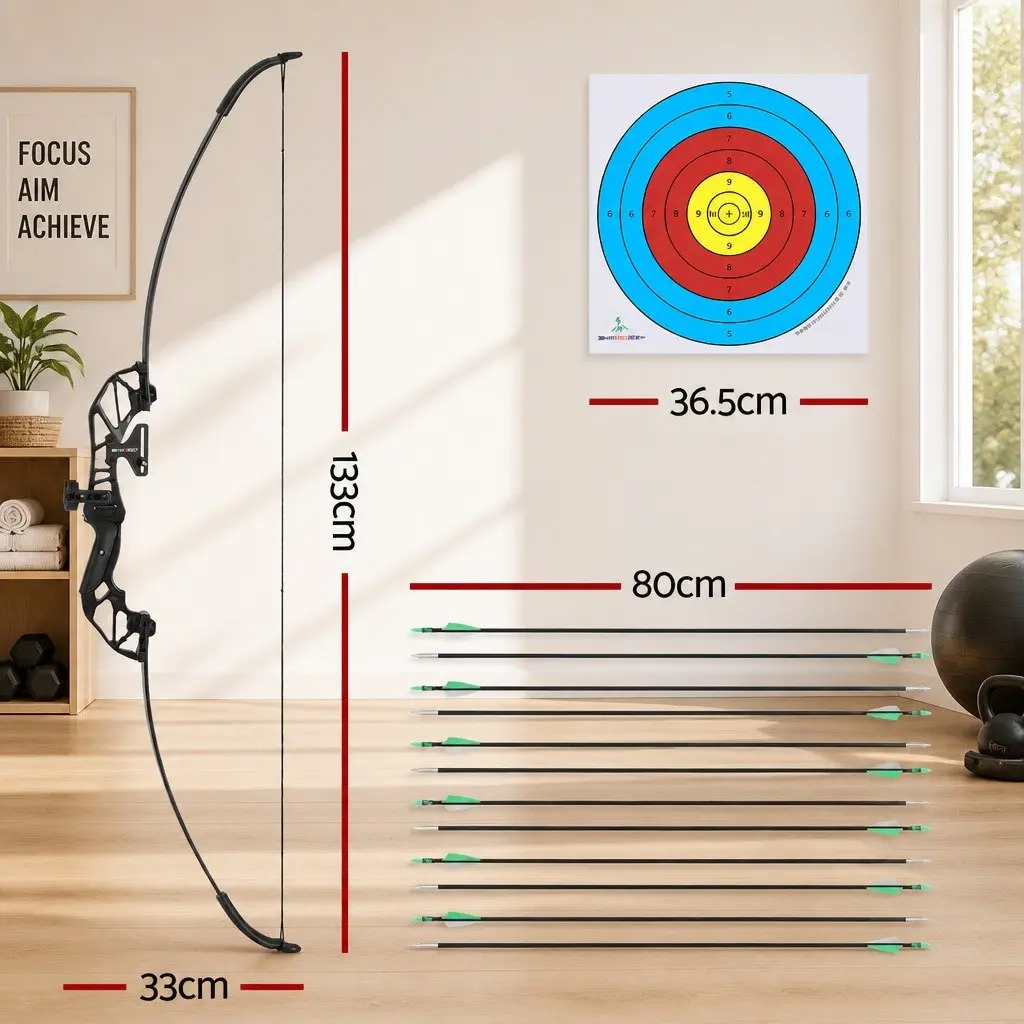 Recurve Bow Arrow Set 55lbs Takedown Archery Kit for Beginners Target Practice Green
