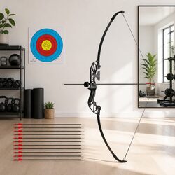 Recurve Bow Arrow Set 55lbs Takedown Archery Hunting Beginner Red Black