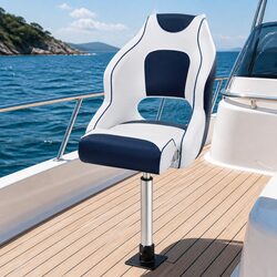 Boat Seat Flip Up Swivel Pedestal 15cm Padding Adjustable 55–75cm Bolster