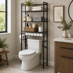 Space-Saving 4-Tier Bathroom Storage Rack in Black