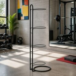 Black 4-Tier Ball Storage Rack for Your Sports Gear