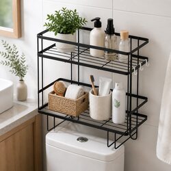Over Toilet Storage Rack 2 Tier Bathroom Organizer Space Saver Shelf Black