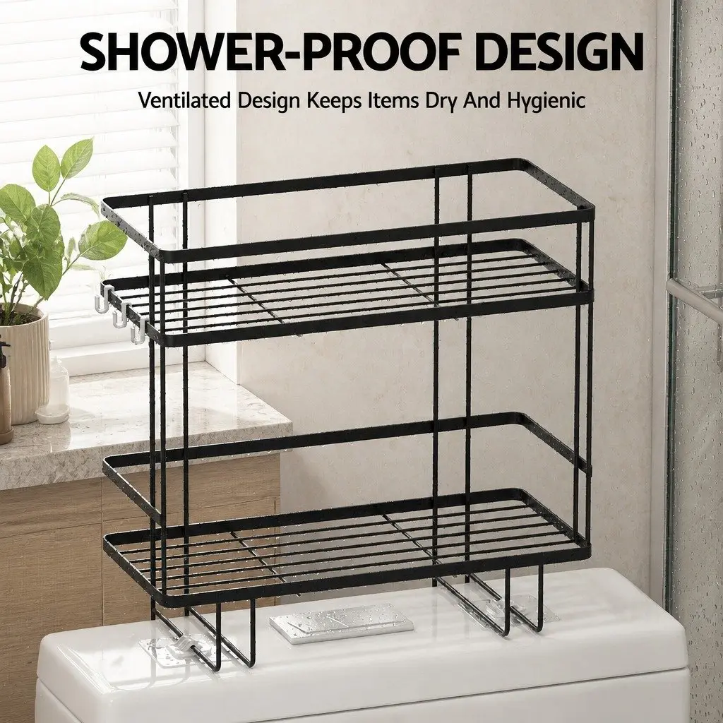 Over Toilet Storage Rack 2 Tier Bathroom Organizer Space Saver Shelf Black