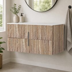900mm Wall Hung Vanity Unit Bathroom Cabinet Storage Timber Pine Engineered