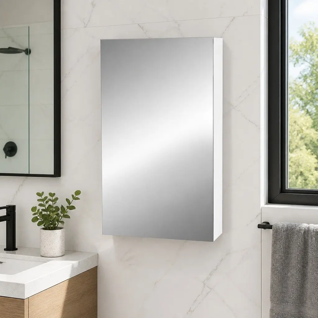 Bathroom Mirror Cabinet 450x720mm White Soft-Close Doors Adjustable Shelves