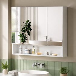Stylish Wall-Mounted Bathroom Mirror Cabinet 900x750mm