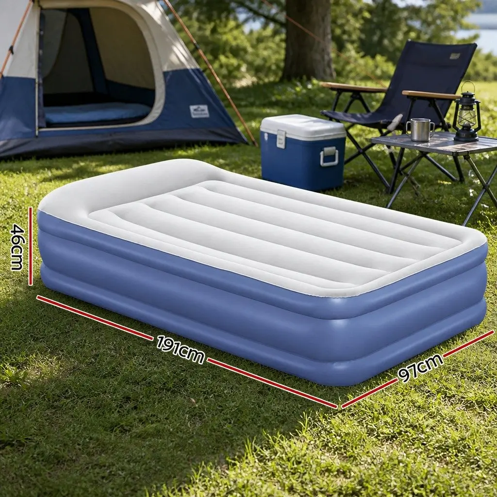 Single Air Mattress 46cm Height Sturdy I-beam Construction Inflatable Bed Navy