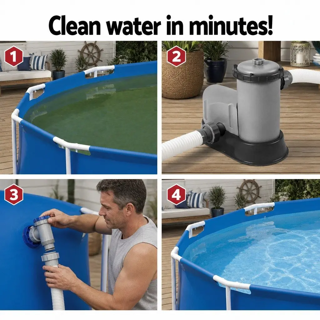Pool Filter Pump 1500GPH Above Ground Swimming Pool Cleaner Cartridge System