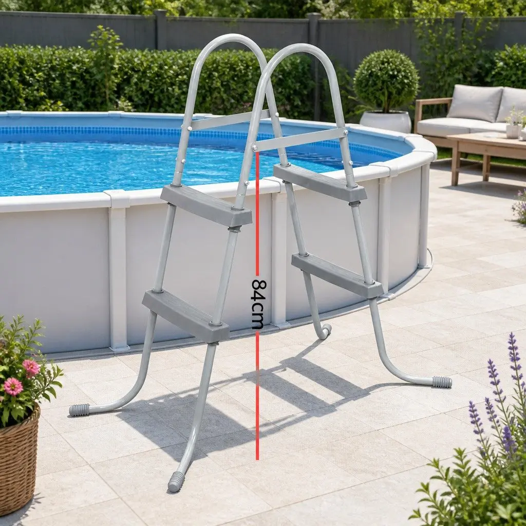 Pool Ladder 84cm 2 Step Removable Non-Slip Steps for Above Ground Swimming Pools