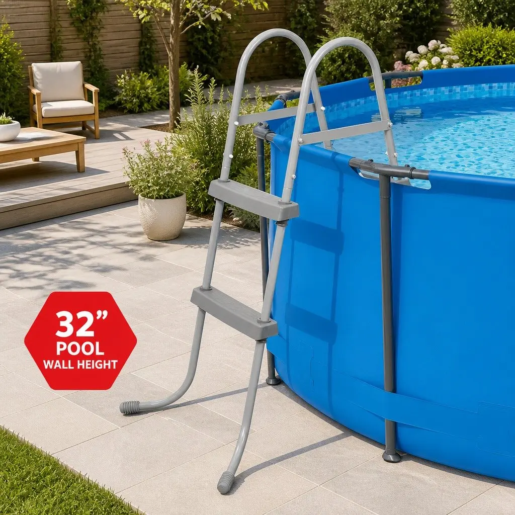 Pool Ladder 84cm 2 Step Removable Non-Slip Steps for Above Ground Swimming Pools