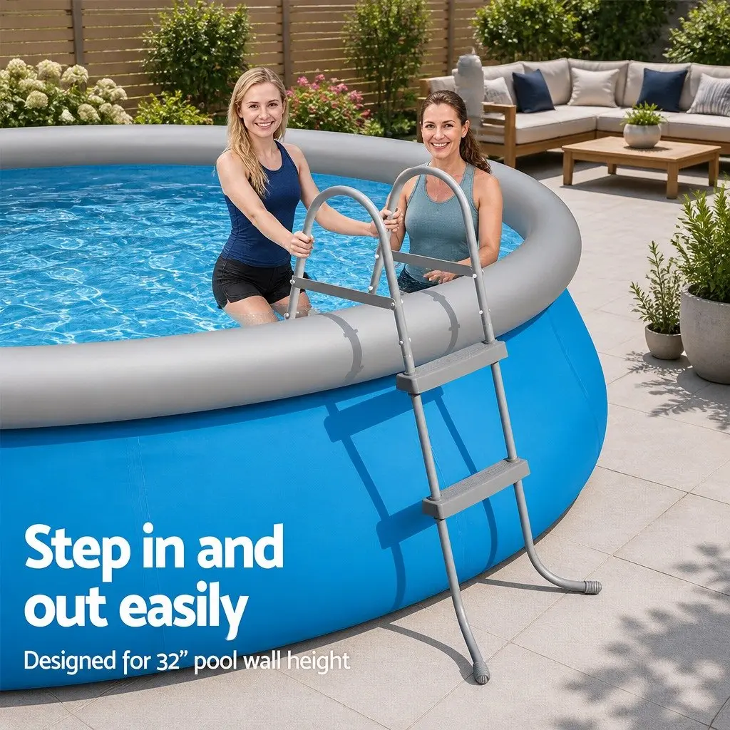 Pool Ladder 84cm 2 Step Removable Non-Slip Steps for Above Ground Swimming Pools