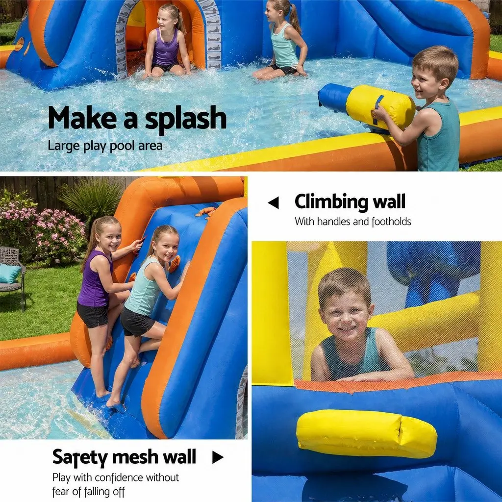 Inflatable Water Slide Park 551x502x265cm Kids Swimming Pool Play with Climbing Walls Splash Pool and Water Games